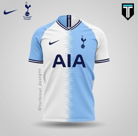 Blue and white Tottenham jersey concept⚪💙⚽️ Blue And White Jersey Design, Blue Jersey Design Football, Tottenham Jersey, Real Madrid Blue Jersey, Tottenham Kit, Blue Football Jersey, Soccer Uniforms Design, Blue Soccer Jersey, Blue Sports T-shirt With All Over Print