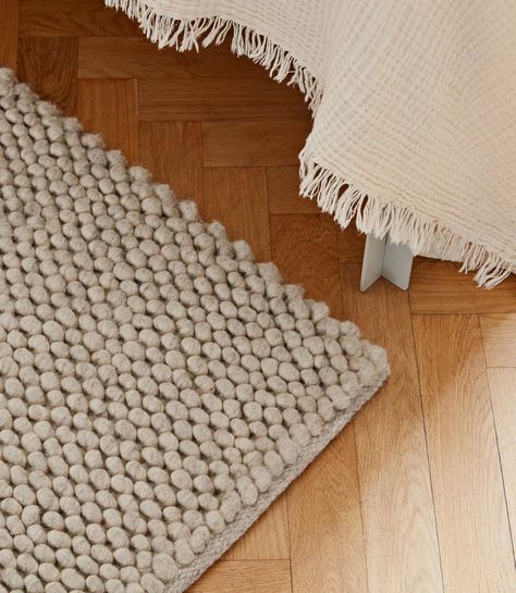 Close up of Peas Rug, which is woven from countless wool felt balls. Explore our collection of Rugs at the link in bio #HAY #HAYdesign Hay Peas Rug, Felt Ball Rug, Design Online Shop, Hay Design, Mid Century Scandinavian, Daylight Savings, Daylight Savings Time, Textures And Tones, Felt Ball