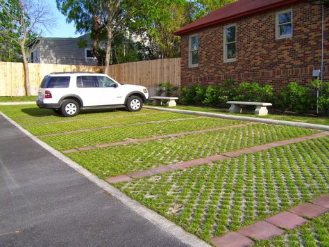 Grasscrete Driveways, Green Pavers, Parking Pavers, Grass Parking, Grass Block Pavers, Diamond Pavers With Turf, Driveway Grass Pavers, Grass Pavers Driveway, Green Parking Lot