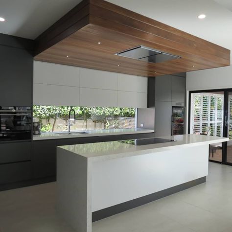 Urban Kitchens and Joinery on Instagram: “We love how this timber bulkhead adds something a little different to this kitchen ♥️ - #urbankitchensandjoinery #kitchendesign” Bulkhead Kitchen, Kitchen Bulkhead, Bulkhead Ideas, Urban Kitchen, Custom Kitchens Design, Grey Headboard, Backsplash Designs, Custom Kitchens, Simple Kitchen