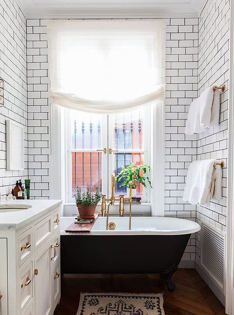 Master Bathroom Makeover Inspiration + Potential Project List New York Bathroom, Modern Scandinavian Interior Design, New York Brownstone, Modern Scandinavian Interior, Narrow Bathroom, Scandinavian Bathroom, Boho Bathroom, Chic Bathrooms, Scandinavian Interior Design