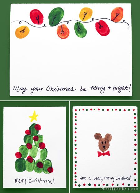 Fingerprint Christmas Cards, Toddler Christmas Cards, Gifts For Kids To Make, Fingerprint Christmas, Handcrafted Christmas Cards, Making Ornaments, Painted Christmas Cards, Christmas Cards Kids, Simple Christmas Cards