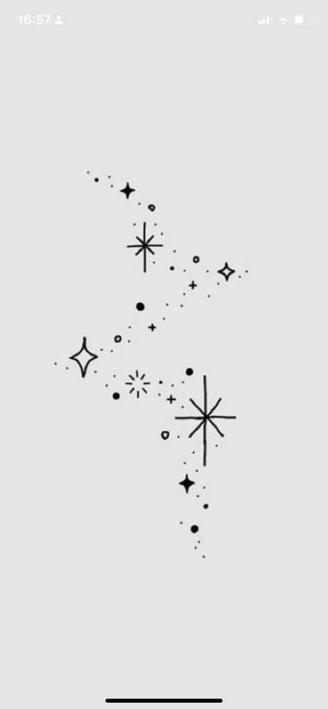 Astrology Inspired Tattoos, Star And Dots Tattoo, Star And Dot Tattoo Filler, 2000 Star Tattoo, Star Sparkle Tattoo Designs, Star Drawing Background, Sparkle Tattoo Forearm, Magic Sparkle Tattoo, Twinkle Twinkle Tattoo