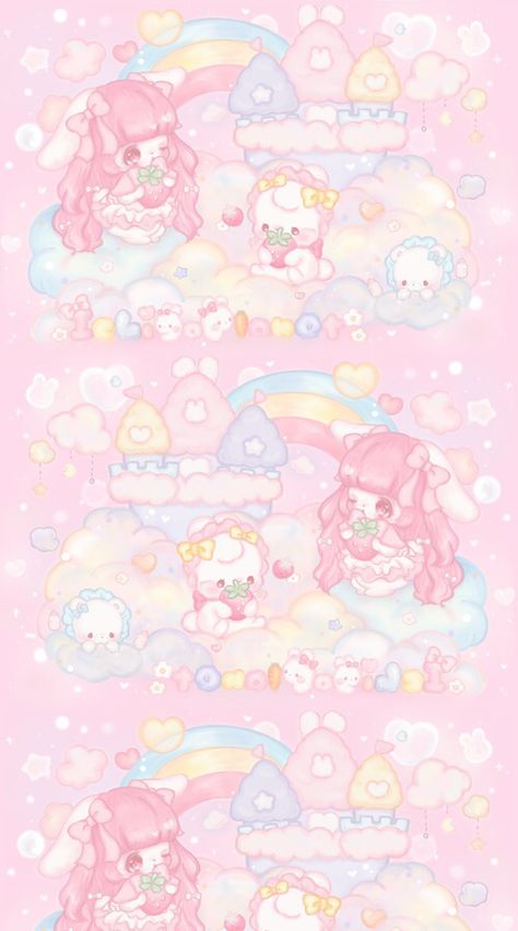 Fairy Kei Wallpaper, Kawaii Wallpapers, Kawaii Background, Future Wallpaper, Cute Core, Kawaii Core, Soft Wallpaper, Sanrio Wallpaper, Hello Kitty Iphone Wallpaper