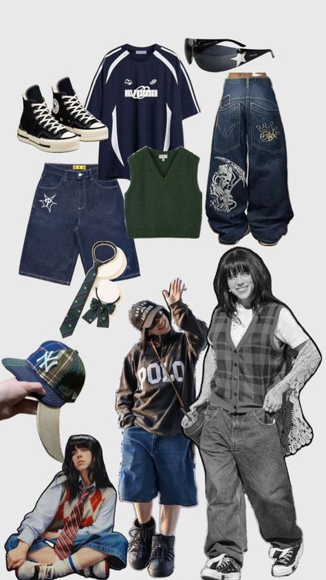 Some Clothes inspired of Billie Eilish outfits Billie Eilish Concert Outfit, Billie Eilish Fashion, Baggy Clothes Aesthetic, Billie Eilish Outfits, Baggy Outfit Ideas, Masc Outfits, Solo Costume, Streetwear Inspo, Alt Outfits