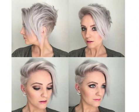 Emily Anderson, Trendy We Fryzurach, Longer Pixie Haircut, Asymmetrical Pixie, Modern Haircuts, Silver Blonde, Short Hairstyles For Thick Hair, Grey Hair Color, Trending Haircuts