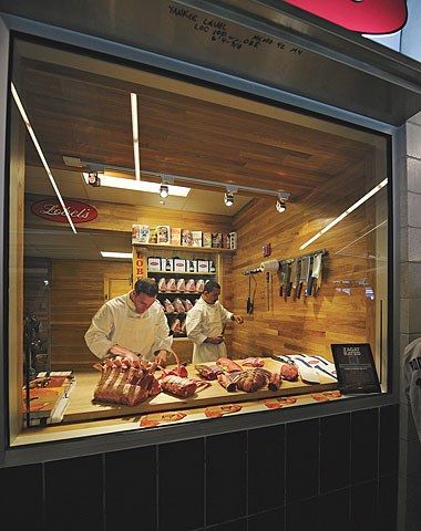 Butcher Store, Restaurant Tips, Meat Store, Veal Cutlet, Meat Restaurant, Grocery Store Design, Meat Shop, Meat Markets, Supermarket Design