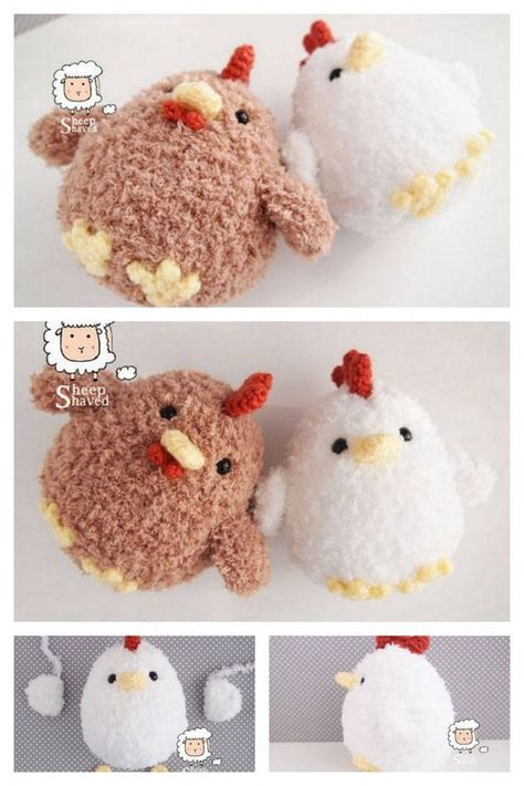 Pattern Free Amigurumi, Crochet Project Free, Easy Crochet Animals, Crochet Eyes, Crochet Chicken, Small Chicken, Pola Amigurumi, Knitting Kit, Crochet Animals Free Patterns