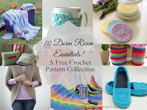 10 Dorm Room Essentials! free crochet pattern collection Crochet For College Dorm Room, Crochet Dorm Room, Crochet Dorm Room Decor, Dorm Room Essentials, Dorm Room, Free Crochet Pattern, Free Crochet, Free Pattern, Crochet Hats