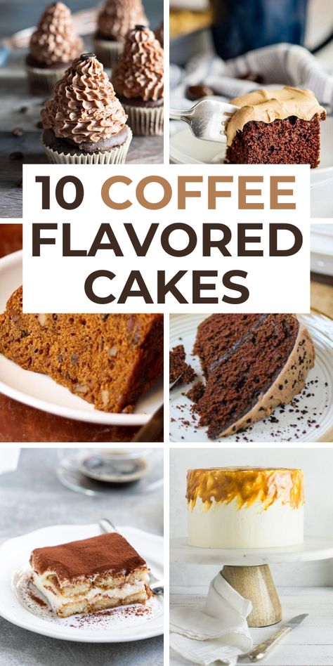 10 delicious coffee flavored cake recipes to bake for the coffee lover in your life. From mocha cake to coffee cookies and mocha cupcakes, these delicous coffee cake recipes are easy to make at home | Coffee recipes | Cooking with coffee Mocha Espresso Cake, Recipes Using Coffee Extract, Coffee Flavoured Cake, Coffee Flavor Cake, Cake Recipes Coffee, Chocolate Espresso Cake Recipe, Coffee Flavored Cake, Espresso Cake Recipe, Mocha Muffins