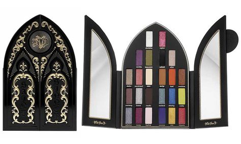 Wishlist - Kat Von D Saint & Sinner Eyeshadow Palette Kat Von D Makeup Products, Horror Makeup Palette, Goth Makeup Palette, Goth Products, Kat Von D Palette, Makeup Pallets, Eyeshadow Collection, Kat Von D Makeup, Makeup Package