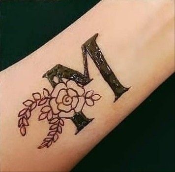 Letter M Tattoos, M Letter Design, M Alphabet, Palm Mehndi Design, M Tattoos, M Letter, Henna Tattoos, Mehndi Designs For Fingers, Insta Profile Pic