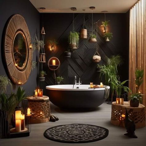 Zen Bathroom Design, Dark Green Bathrooms, Dark Bathrooms, Zen Bathroom, Hippie Lifestyle, Beauty In Simplicity, Bed Design Modern, Home Office Ideas, Bathroom Design Decor