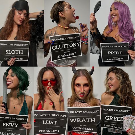 7 deadly sins Halloween costume 7 Deadly Sins Outfit Ideas, Prom Night Halloween Costume, Group Of 7 Halloween Costumes Friends, 7 Deadly Sins Theme Party, Drama Queen Halloween Costume, 7 Deadly Sins Halloween Costume, Pride Halloween Costume, 7 Sins Costume Ideas, 7 Deadly Sins Outfits