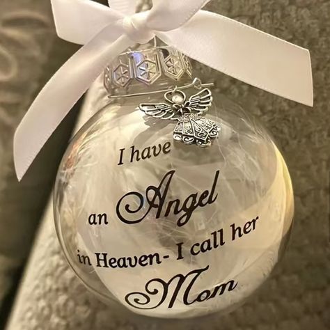 Beautiful Mom Angel in Heaven Ornament Holiday Remembrance of Love BRAND NEW Mom Angel, Heaven Ornament, Angel In Heaven, Angel Charm, Angels In Heaven, Ball Pendant, White Ribbon, An Angel, Party Packs