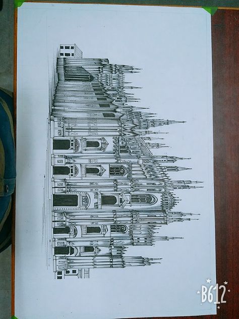 Milan cathedral rendering Milan Cathedral Drawing, Milan Cathedral, Castle Drawing, Art Inspiration Drawing, Drawing Techniques, White Art, Milan, Castle, Art Inspiration