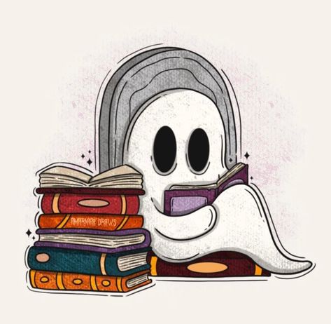 Reading Tattoo, Easy Halloween Drawings, Creepy Quotes, Playlist Covers Photos, Horror Drawing, Ghost Reading, Little Ghost, Halloween Drawings, Halloween Cartoons