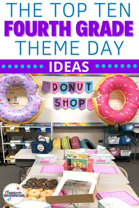 Theme Day Ideas, Third Grade Classroom Decor, Theme Third Grade, Middle School Classroom Themes, 4th Grade Classroom Setup, Teaching Themes, Classroom Transformation, Class Theme, Fourth Grade Math