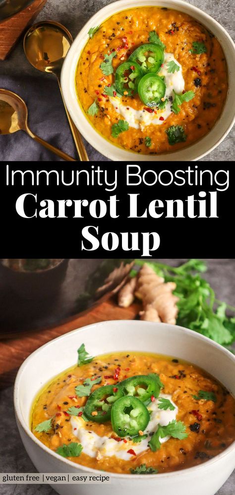 Soup For Sick, Carrot Lentil Soup, Immunity Soup, Carrot And Lentil Soup, Healing Soup, The Best Soup, Delicious Smoothie Recipes, Immunity Boost, Best Soup