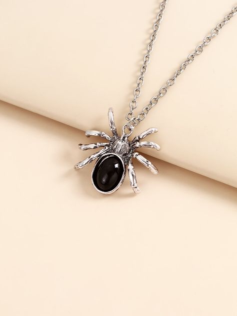 Spider Pendant Necklace | SHEIN USA Shein Necklace, Aries Necklace, Spider Pendant, Silhouette Necklace, Spider Jewelry, Spider Necklace, Abstract Pendant, Velvet Choker Necklaces, Goals Inspiration