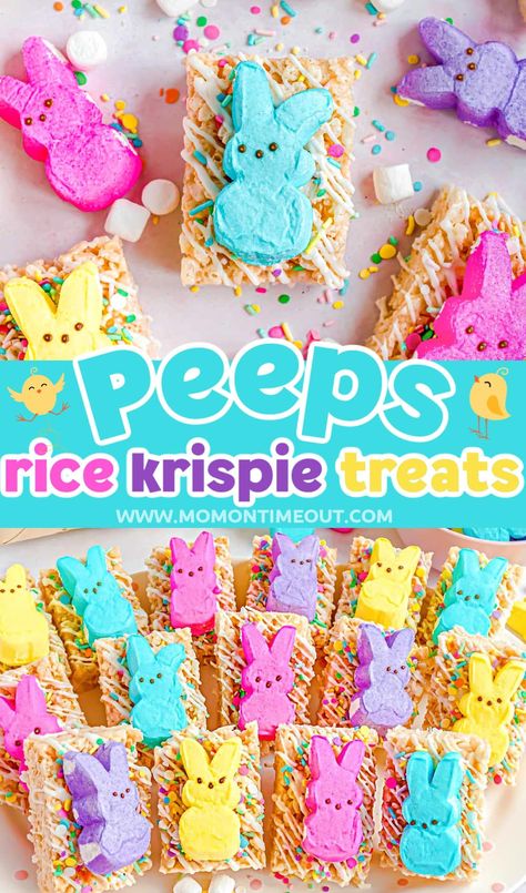 Easter Rice Crispy Treats, Peeps Rice Krispie Treats, Peeps Treats, Easter Rice Krispie Treats, Easter Deserts, Easter Snacks, Krispie Treats Recipe, Easter Sweets, Easter Menu