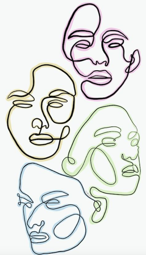 How To Draw An Abstract Face, Canvas Face Art, 3 Faces Art, Doodle Drawings Faces, Face Abstract Drawing, One Line Faces Drawing, How To Draw Abstract Faces, Abstract Face Drawing Sketch, Line Faces Art