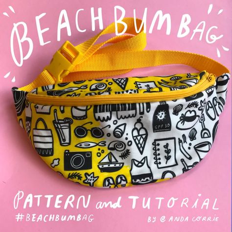 Beach Bum Bag: Free Pattern and Tutorial — Anda Corrie Bumbag Sewing Pattern Free, Bumbag Diy Pattern Free, Bum Bag Sewing Pattern, Bumbag Pattern Free, Bum Bag Pattern Free, Fanny Pack Pattern Free, Hip Bag Pattern Free, Free Fanny Pack Pattern, Fanny Bag Pattern