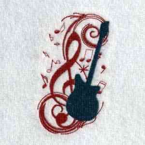 Guitars Music Designs, Hand Embroidery Patterns Free, Paper Quilling Jewelry, Ith Machine Embroidery, Brother Embroidery, Embroidery Patterns Free, Treble Clef, Musical Notes, Free Machine Embroidery Designs