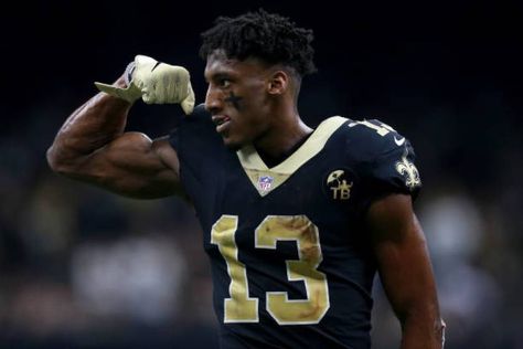 Michael Thomas and Saints agree on a five-year, $100-million contract - Los Angeles Times Nfl Football Players, Michael Thomas, Saints Football, Beckham Jr, Girls Music, Nfl Season, Swimming Outfit, Move It, New Orleans Saints