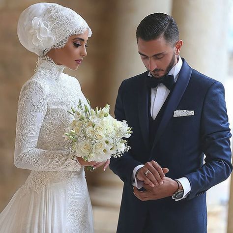 Muslim Wedding Gown, Arabic Wedding Dresses, Muslim Brides, Bridal Hijab, Hijab Wedding Dresses, Muslim Wedding Dress, Muslim Wedding Dresses, High Neck Wedding Dress, Arab Wedding