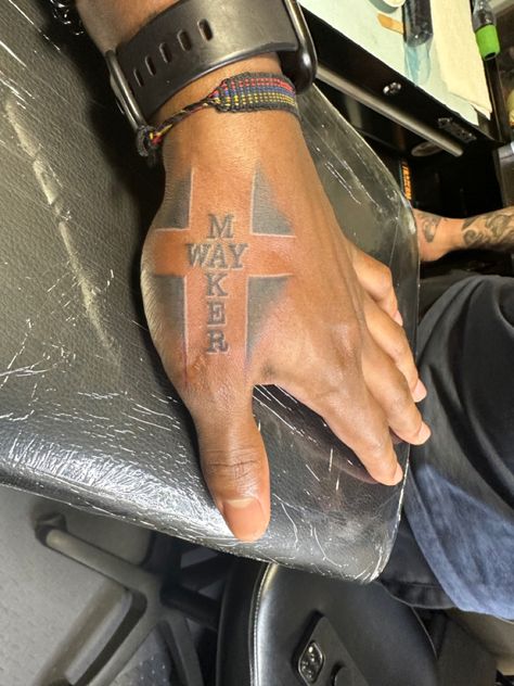 Small Tats Men, Christian Hand Tattoo, Faith Tattoo Men, Wwjd Tattoo, Tattoo Ideas Black People, Hand Tats Men, Cross Hand Tattoo, Christian Tattoo Ideas For Men, Wrist Tattoos Men