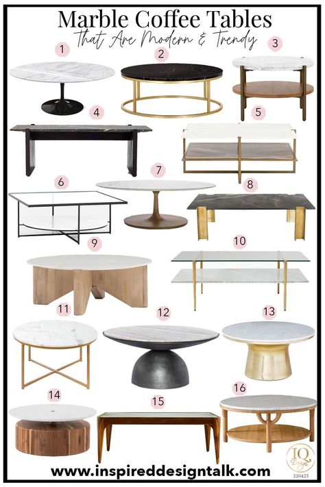 169 Best Coffee Table Styles of 2022 (Ultimate Buying Guide) • Inspired Design Talk Modern Coffee Table Diy, Modern Coffee Table Styling, Marble Coffee Table Living Room, Modern Coffee Table Decor, Round Coffee Table Decor, Sectional Coffee Table, Granite Coffee Table, Best Coffee Table, Marble Coffee Tables