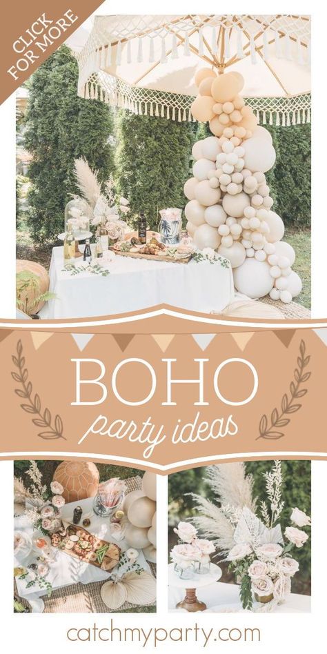 Outdoor Boho Party Decor, Boho Style Party Decor, Boho Themed Party Birthdays, Bohemian Style Party Decor, Bohemian Graduation Party Ideas, Boho Lunch Party, Boho Glamping Party, Boho Table Decor Party, Boho Bbq Party