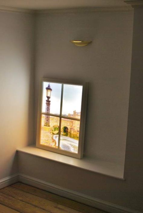 Faux Window Light, Fake Window Decor, Dnd Room Ideas, Fake Window Light, False Window, Window Valance Diy, College Advisor, Window Options, Window Construction