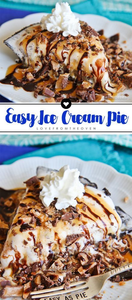 Easy Ice Cream Pie Easy Ice Cream Pie, Turtle Ice Cream, Easy Cream Pie, Ice Cream Pie Recipe, Yummy Pie Recipes, Love From The Oven, Ice Cream Pie, Frozen Dessert Recipe, Summer Foods