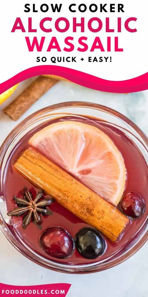 Alcoholic Wassail Recipe (Slow Cooker or Stovetop) Witches Desserts, Best Wassail Recipe, Hot Wassail Recipe, Wassail Recipe Crockpot, Traditional Wassail Recipe, Wassil Recipe, Wassail Recipe, Recipe Slow Cooker, Christmas Drinks Alcohol