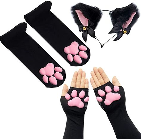 Paw Pad, Long Fingerless Gloves, Cat Cosplay, Pink 3d, Cat's Paw, Fox Ears, Video Pink, Paw Pads, Cat Claws