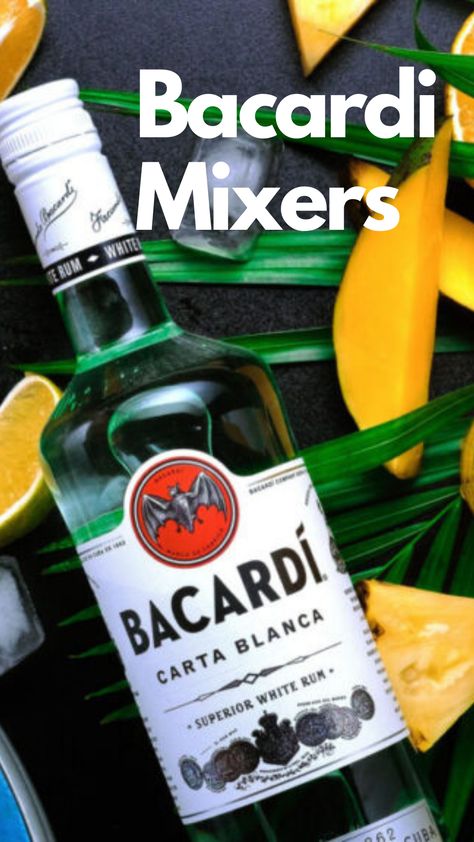 Bacardi Mixers Drinks With Bacardi, Bacardi Rum Drinks, Bacardi Drinks, Bacardi White Rum, Bacardi Cocktail, Best Mixed Drinks, Mixer Recipes, Cocktail Drinks Alcoholic, Rum Recipes