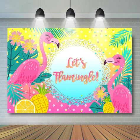 Hawaii Pool Party, Flamingo Backdrop, Hawaii Pool, Flamingo Birthday Invitations, Pineapple Birthday Party, Pool Party Themes, 1st Birthday Girl Decorations, Pineapple Birthday, Let's Flamingle