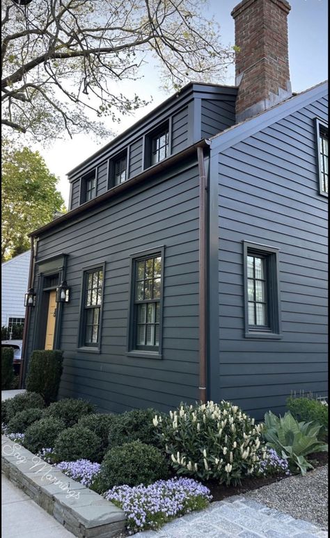 Dark Houses, Lake House Paint Colors, Upstate House, Adu Ideas, Cedar Shingle Siding, Cedar Shingle, House Colour, Black Houses, House Colours