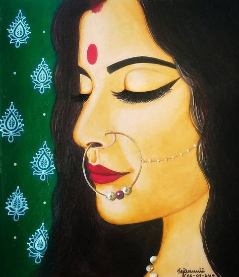 Poster Colour Painting Ideas, Easy Portrait Painting, Acrylic Colour Painting, Neon Portrait, Doodle Art Posters, Kathak Dance, Potrait Painting, Easy Cartoon, Poster Color Painting