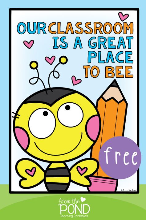 Safari Theme Classroom, Classroom Posters Free, Bee Themed Classroom, Bee Classroom, Teaching Printables, Classroom Charts, Teacher Classroom Decorations, Class Poster, Clever Classroom