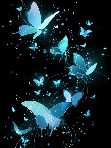 Blue Butterfly Background, Image Sombre, Glowing Butterflies, Butterfly Gif, Magic Background, Blue Butterfly Wallpaper, Butterfly Wallpaper Backgrounds, Butterfly Background, Butterfly Wallpaper