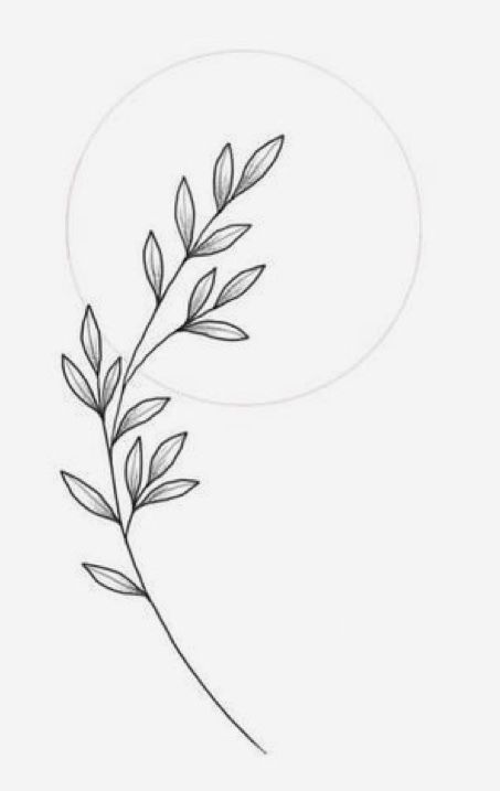 Simple Foliage Drawing, Asthetic Leaves Drawing, Branch Drawing Simple, Branches With Leaves Drawing, Vine Sketch Leaves, Leaf Drawing Easy, Vine Drawing, Beginner Tattoos, Minimal Tattoo Design