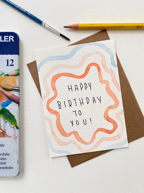 Happy Birthday Card | Watercolor Birthday Card | Birthday Card | Blank Card | Greetings Card | Birthday Card For Her/For him What To Write In A Birthday Card Simple, Diy Bday Card For Boyfriend, Cute Happy Birthday Cards Drawing, Birthday Card Simple Drawing, Painted Happy Birthday Card, Cool Card Ideas Diy Crafts, Birthday Card Best Friend Handmade, Good Birthday Card Ideas, Handpainted Birthday Card