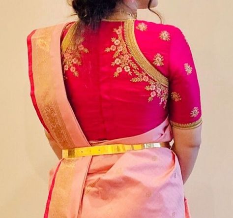 High Neck Maggam Work Blouse Designs, Kanti Designs, Gold Blouse Designs, Blouse Designs High Neck, Blouse Stitching, Aari Blouse, New Saree Blouse Designs, Traditional Blouse Designs, Latest Model Blouse Designs