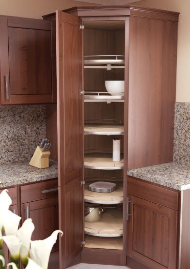 Perfect for FL house -- corner full size pantry | Recorner Maxx Full Round Tall. Corner Cabinet KitchenKitchen ... Corner Kitchen Pantry Cabinet, Kitchen Corner Pantry, Corner Pantry Cabinet, Corner Kitchen Pantry, Tall Kitchen Pantry Cabinet, Cabinet Solutions, Pantry Layout, Corner Kitchen Cabinet, Corner Kitchen