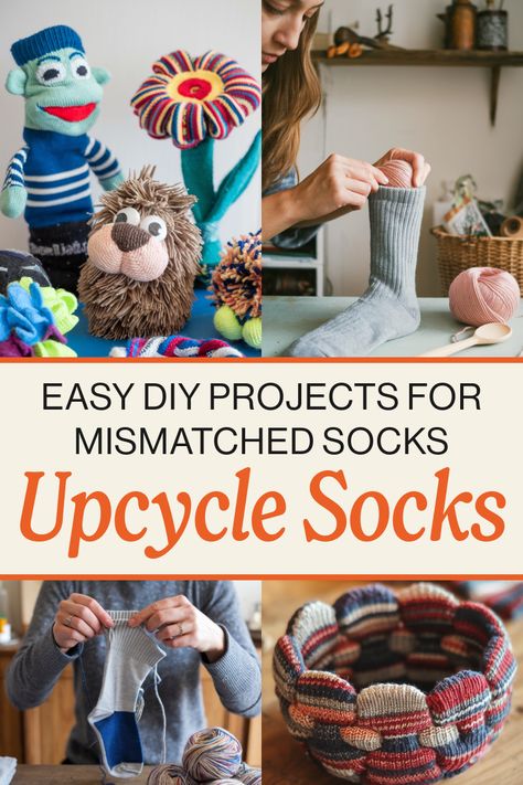 Upcycle Socks: Easy DIY Projects for Mismatched So Reuse Old Clothes Diy Craft Ideas, Socks Diy Ideas, Upcycle Socks, Upcycled Socks, Old Socks Ideas, Sock Diy, Old Clothes Diy, Diy Sock Toys, Reuse Old Clothes