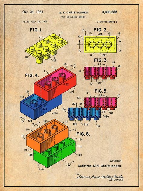 Lego patent Lego Patent, Drawing Legs, Drawing Poster, Lego Toy, Patent Drawing, Antique Paper, Patent Prints, Art Block, Building Toys