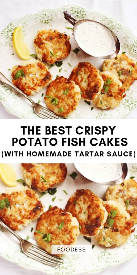 Potato Fish Cakes, Homemade Fish Cakes, Cod Fish Cakes, Tuna Fish Cakes, Fresh Fish Recipes, Cod Cakes, Fish Patties, Fish Cakes Recipe, White Fish Recipes